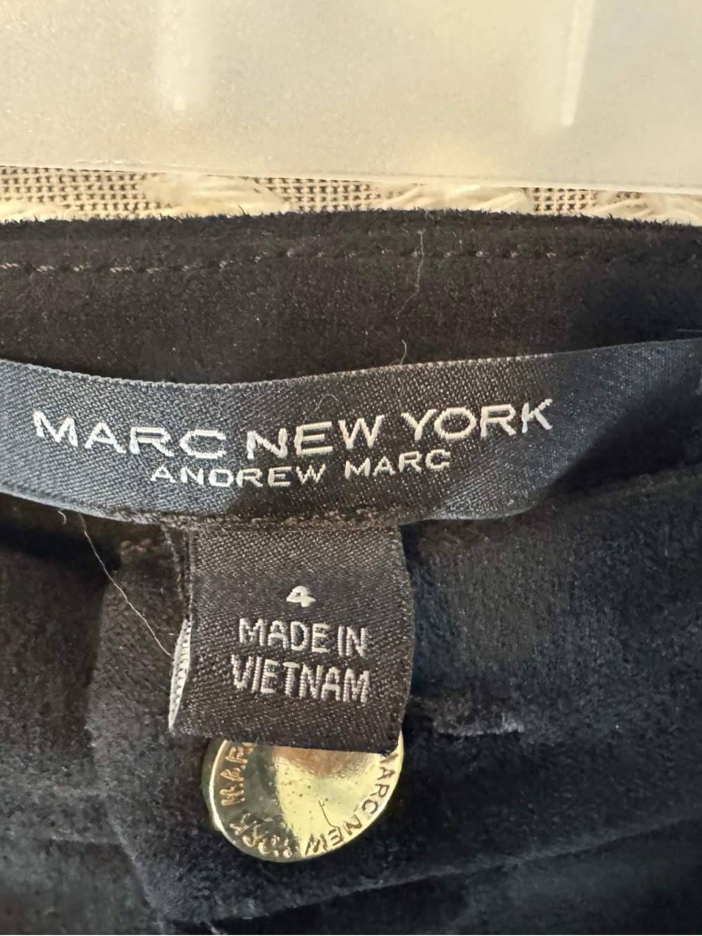 Marc New York Black wide leg stretch suede pants